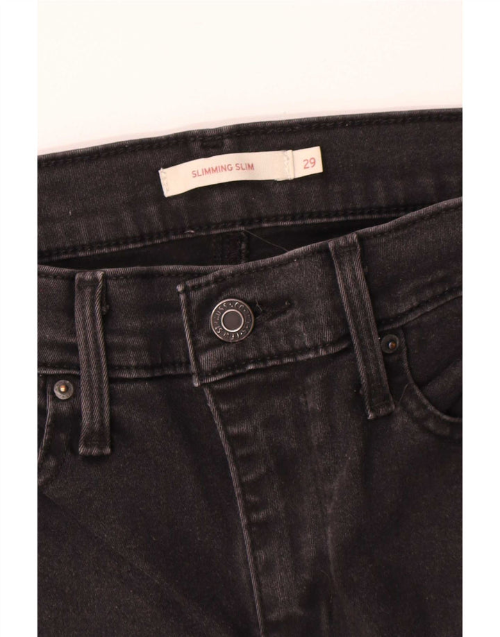 Jeans femininos Levi's Slimming Slim W29 L32 algodão preto