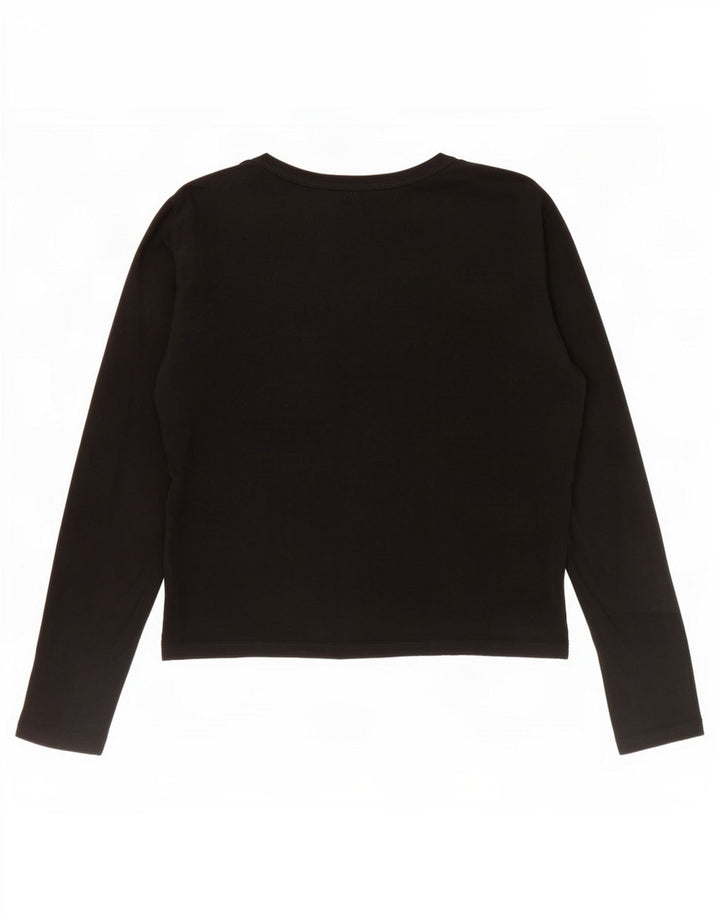 Zara Womens Crop Top Manga Longa Reino Unido 12 Médio Preto