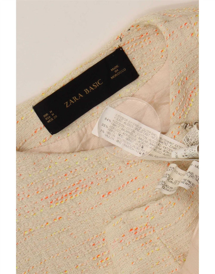 Jaqueta blazer feminina Zara UK 12 algodão manchado bege médio