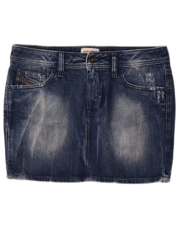 Mini saia jeans feminina Diesel W28 algodão azul médio