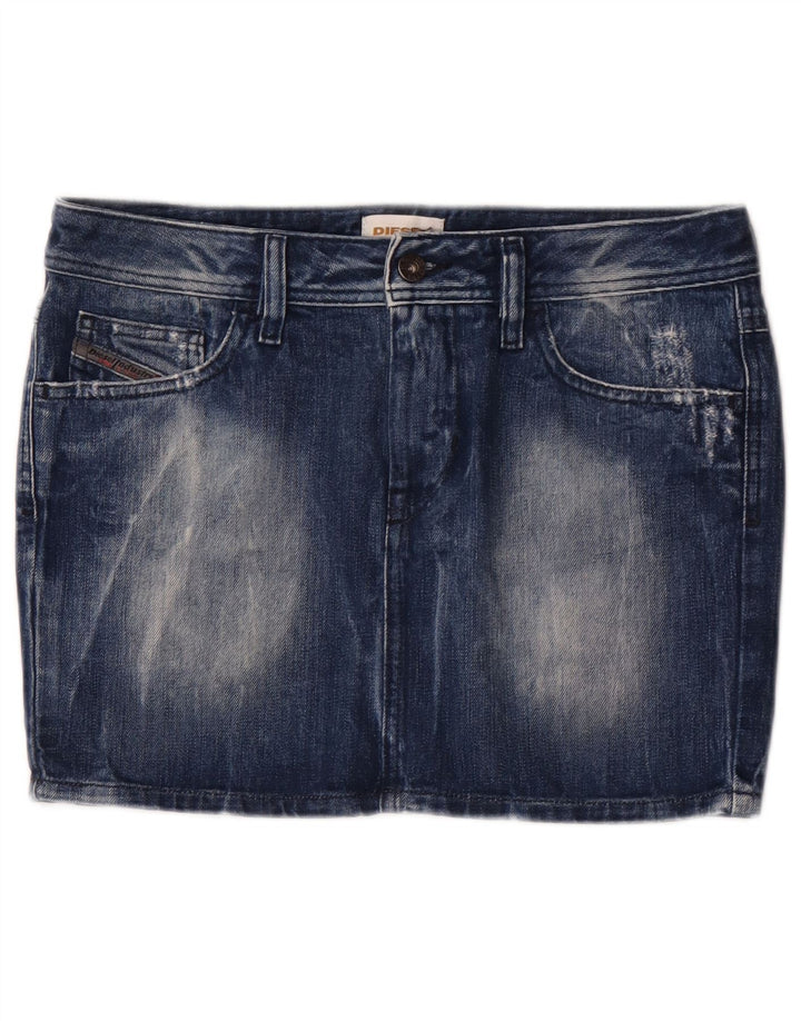 Mini saia jeans feminina Diesel W28 algodão azul médio