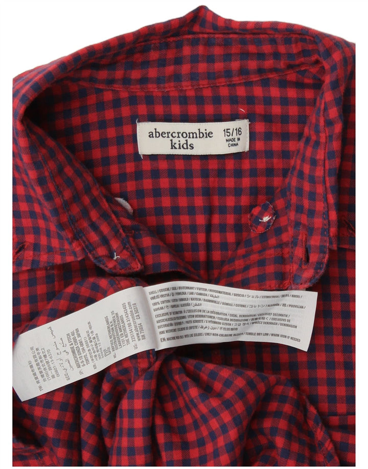 Camisa masculina Abercrombie & Fitch 15-16 anos algodão guingão vermelho