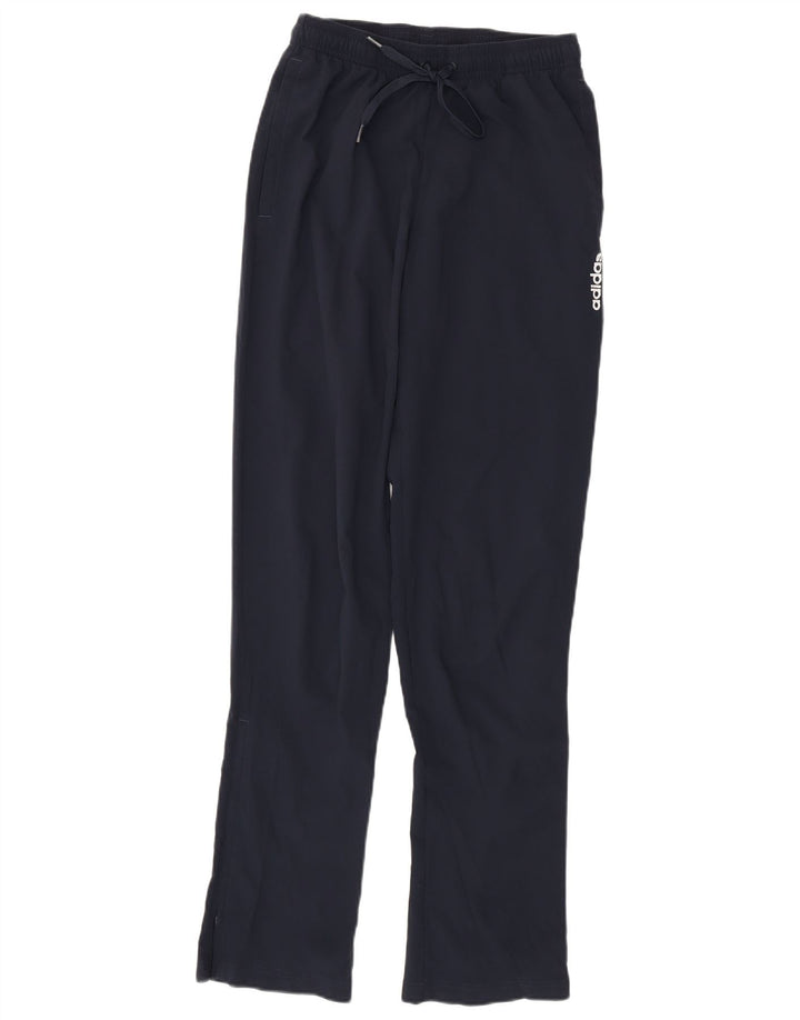 Calça de treino feminina Adidas UK 10 pequena azul marinho poliéster