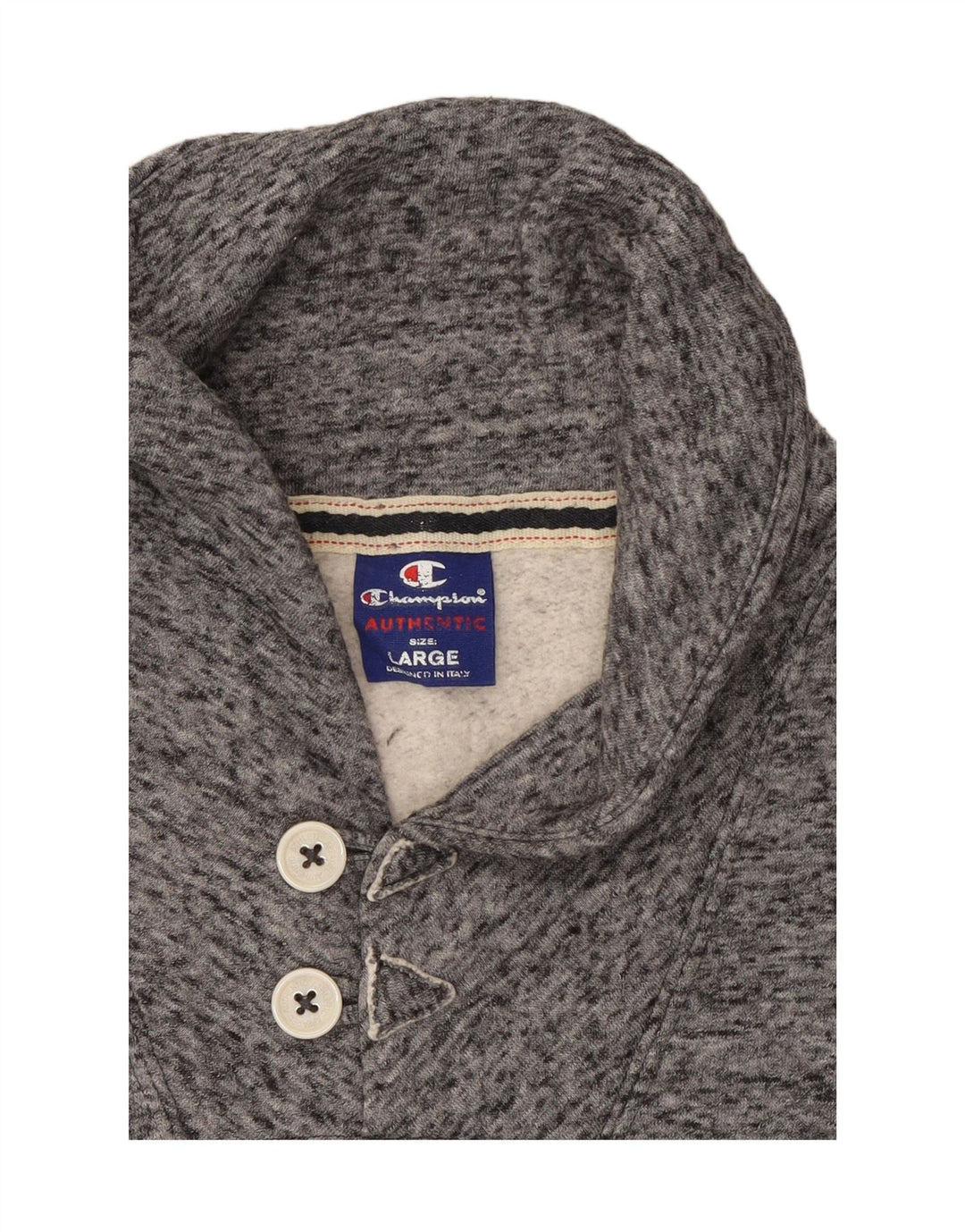 CHAMPION Suéter masculino com gola xale e algodão manchado cinza grande