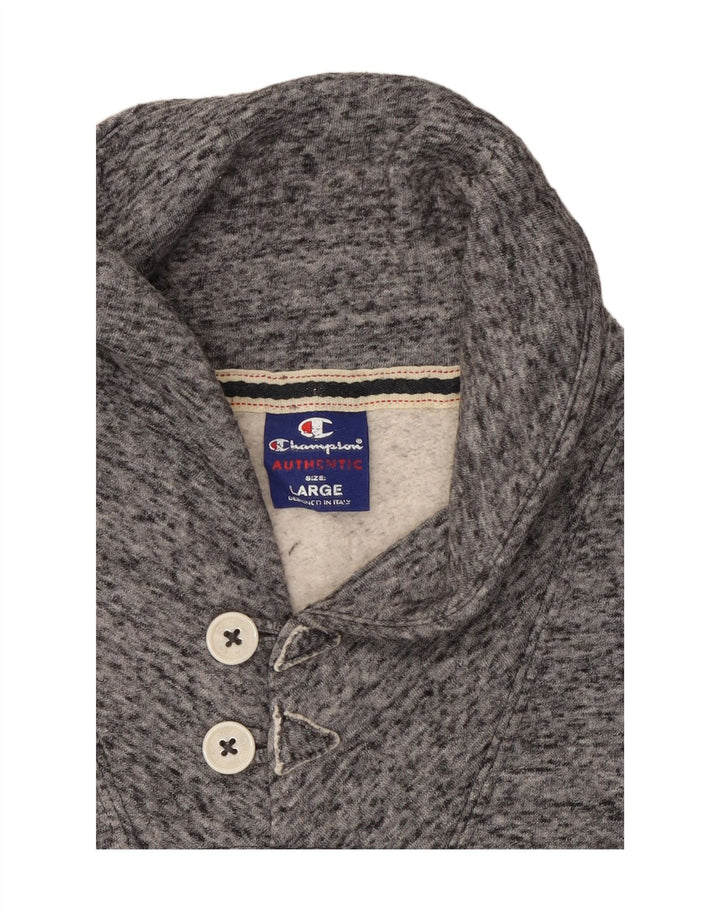 CHAMPION Suéter masculino com gola xale e algodão manchado cinza grande