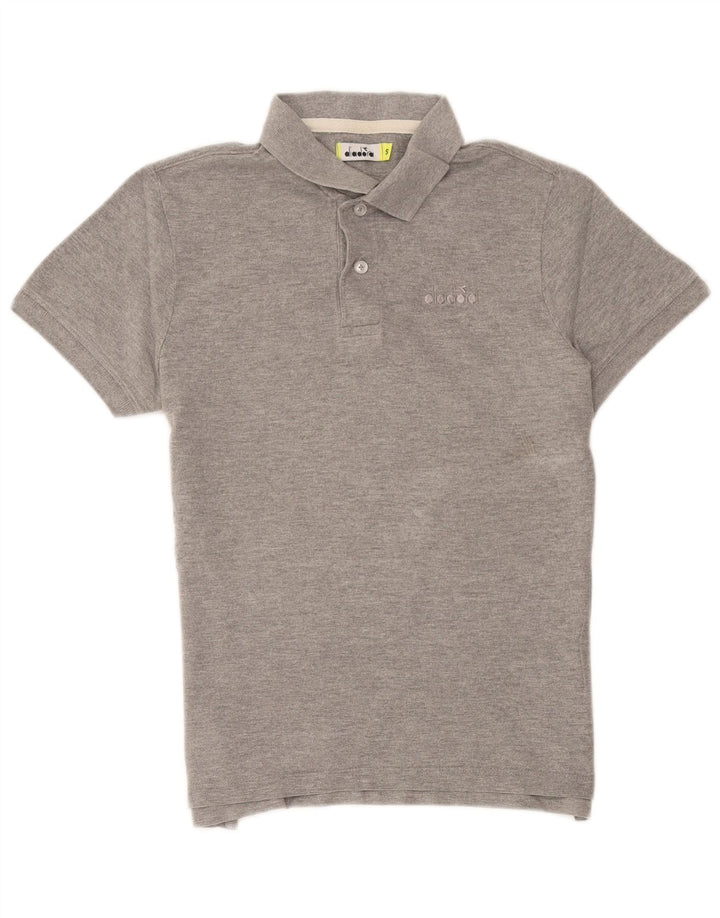 Camisa polo masculina Diadora pequena cinza manchada