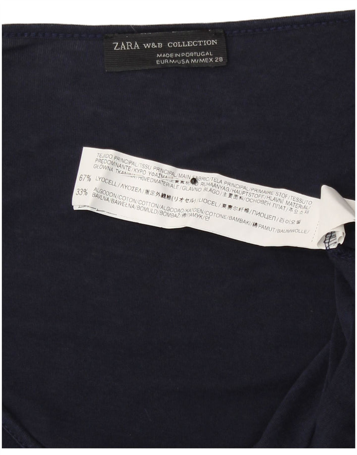 Colete feminino Zara UK 12 médio azul marinho colorblock Lyocell