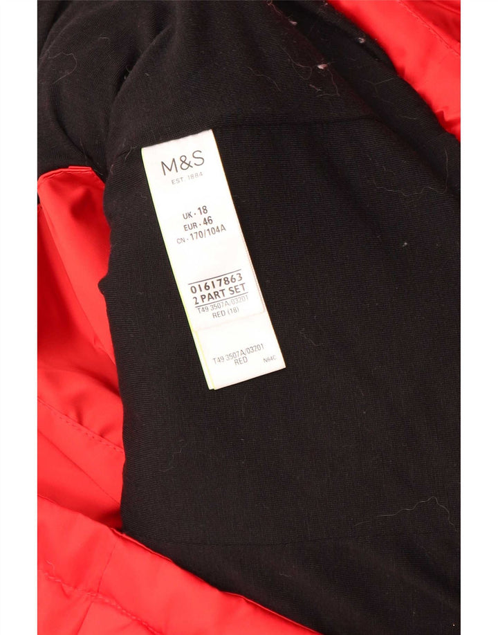 Colete acolchoado com capuz feminino Marks & Spencer UK 18 XL poliéster vermelho