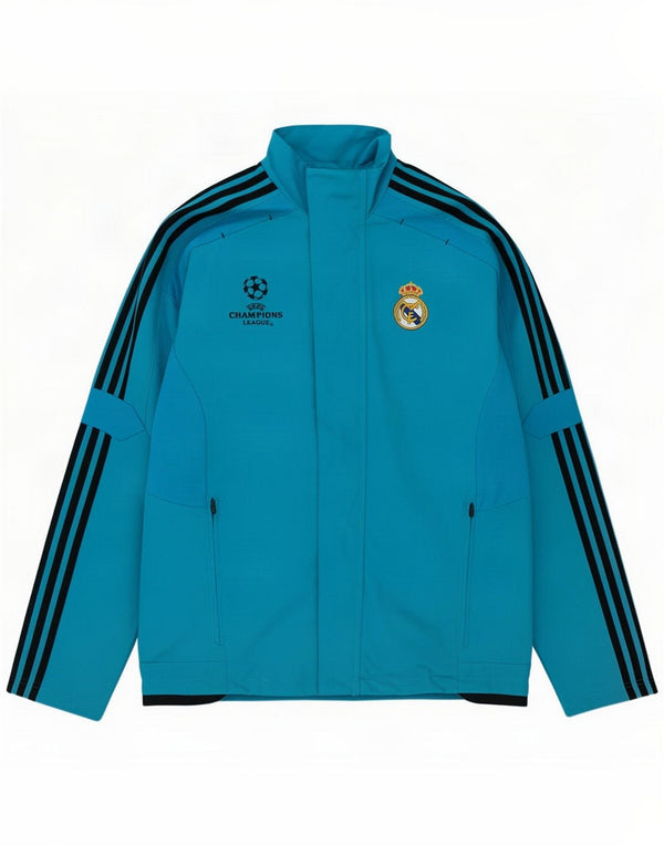 Adidas Boys Real Madrid Tracksuit Top Jacket 15-16 Years Blue Polyester