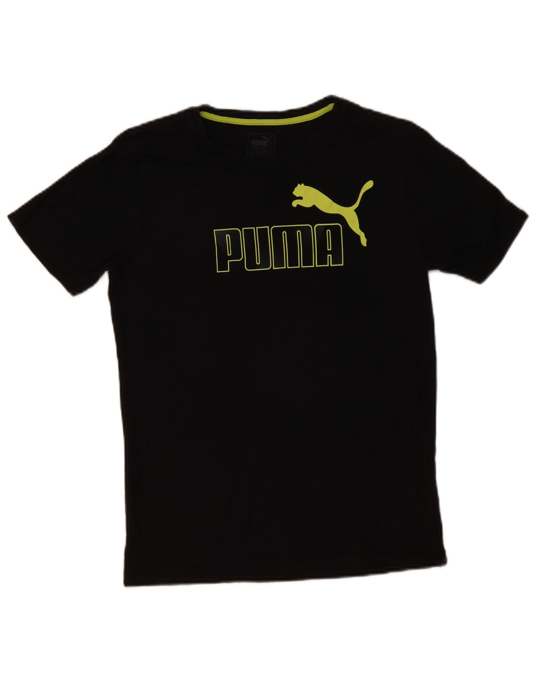 Puma Mens Graphic T-Shirt Top Pequeno Algodão Preto