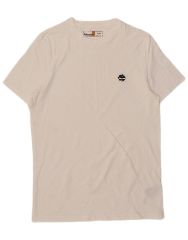 Timberland Camiseta Masculina Slim Fit Top Grande Algodão Branco