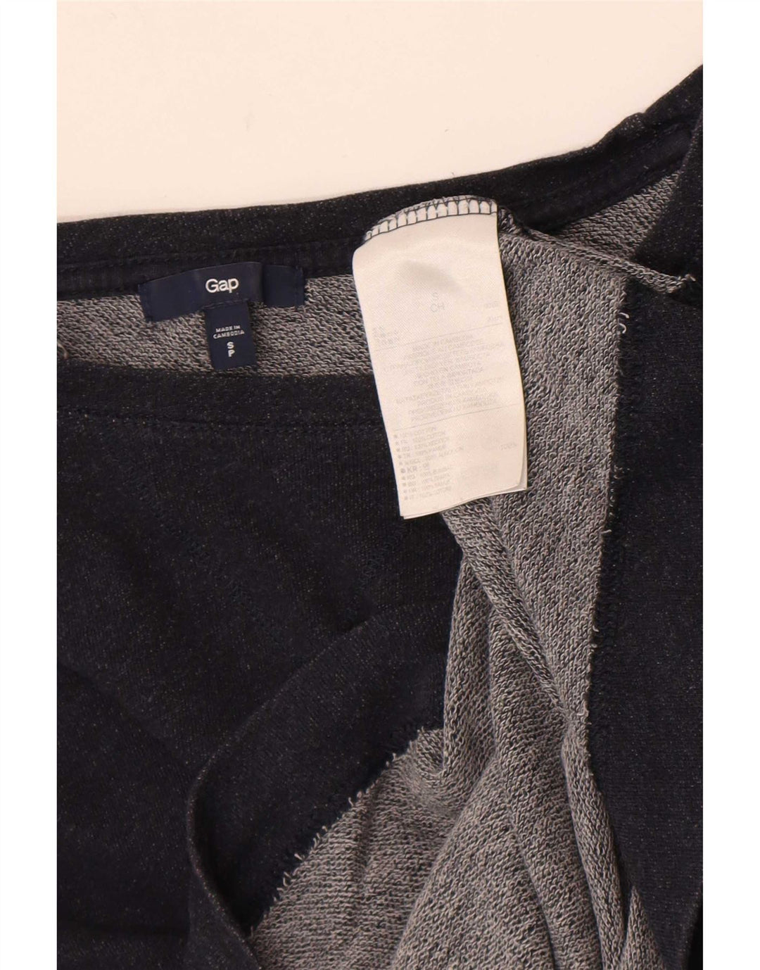 Gap Top feminino oversized manga 3/4 Reino Unido 10 pequeno algodão azul marinho