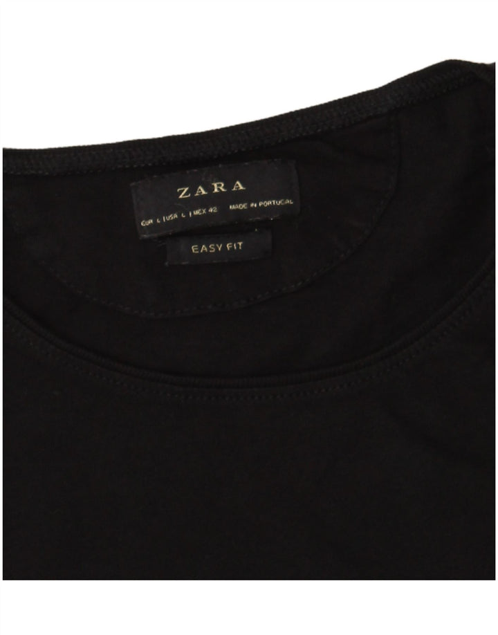 Camiseta masculina ZARA Easy Fit top grande preto