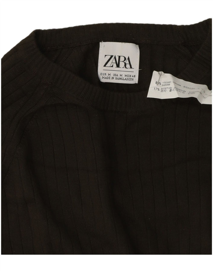 Zara Suéter masculino com gola redonda e viscose verde médio