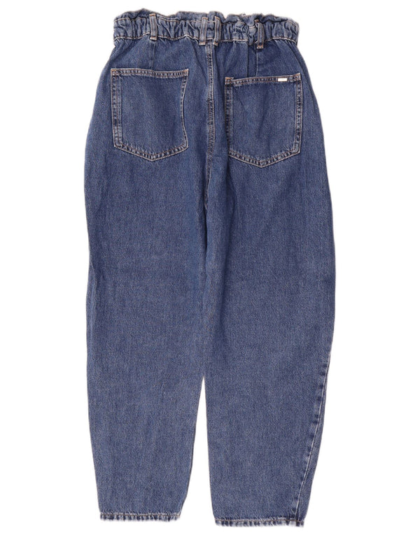 Calça jeans feminina Zara cintura alta cortada UE 38 pequeno W28 L25 algodão azul