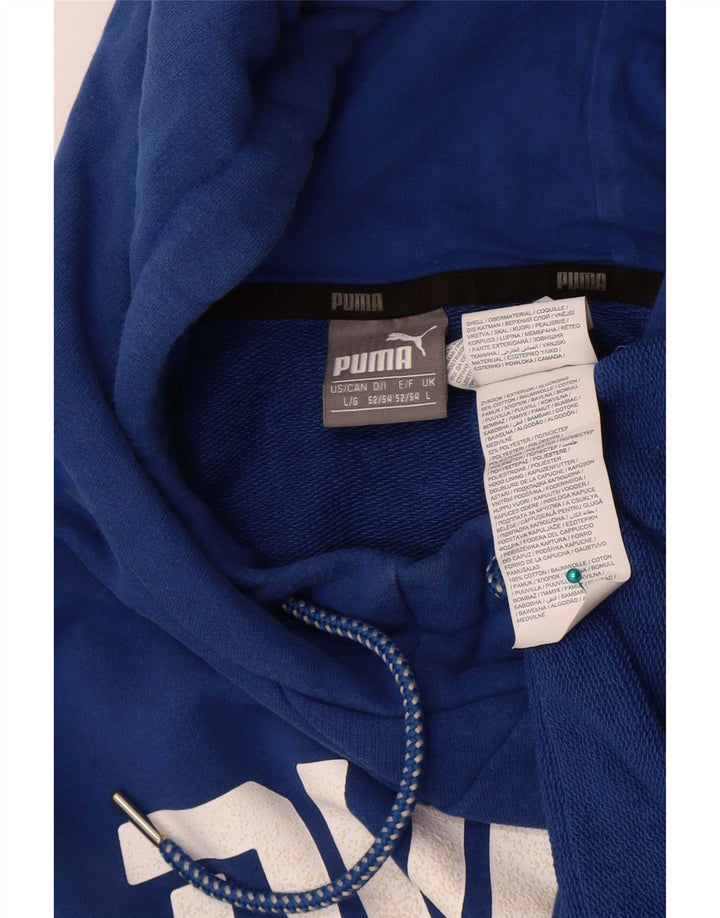 Suéter com capuz gráfico masculino Puma grande algodão azul