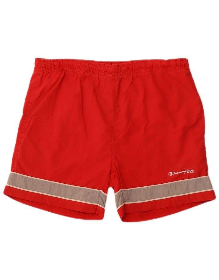 Shorts de natação masculino CHAMPION grande bloco colorido vermelho