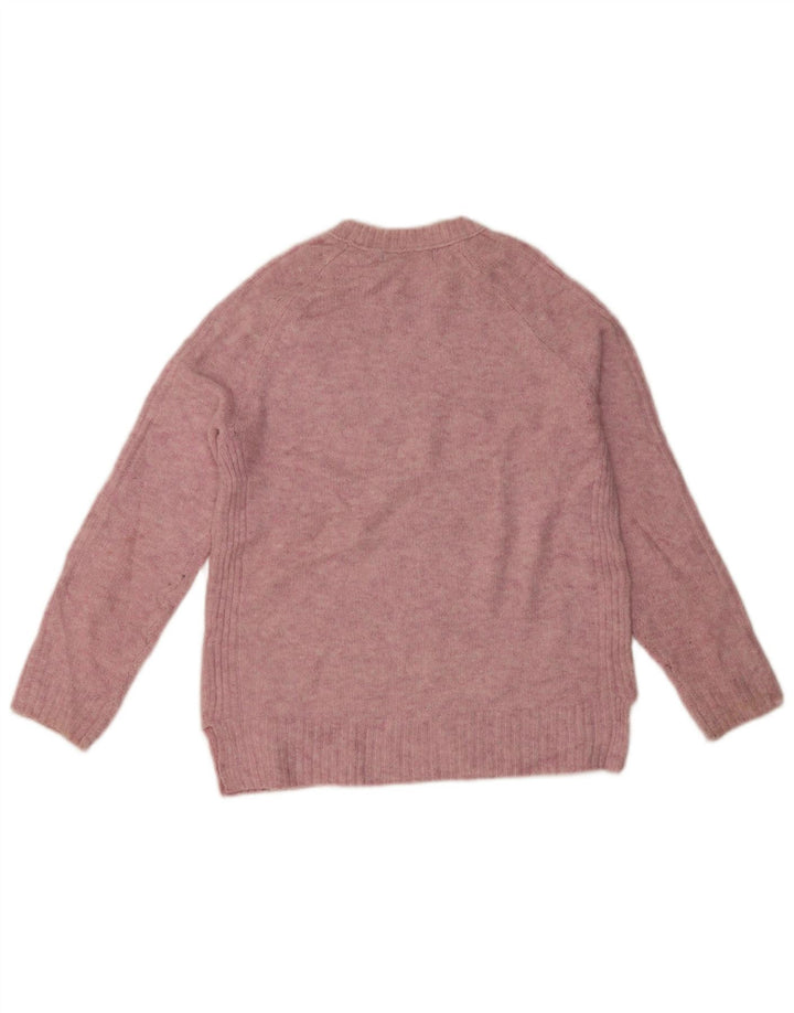 Suéter feminino Marks & Spencer com gola redonda e acrílico pequeno rosa salpicado