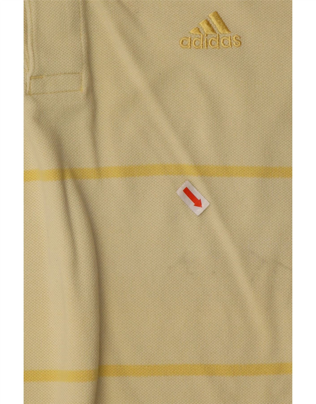 Camisa polo masculina Adidas pequena listrada amarela de algodão