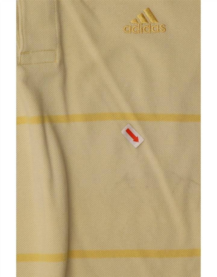 Camisa polo masculina Adidas pequena listrada amarela de algodão