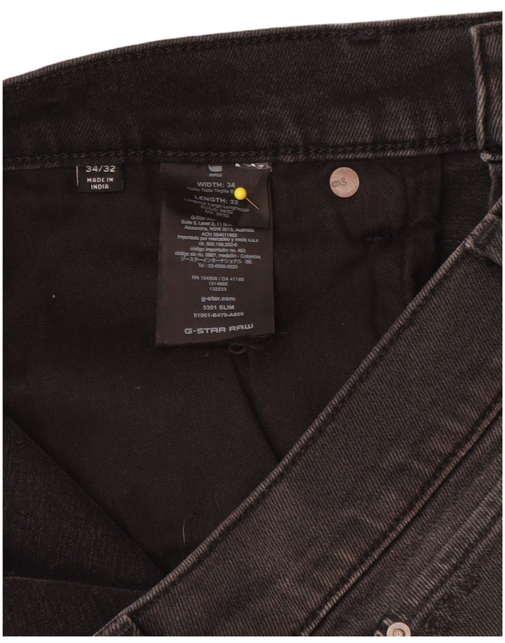 G-Star Masculino Slim Jeans W34 L32 Algodão Cinza