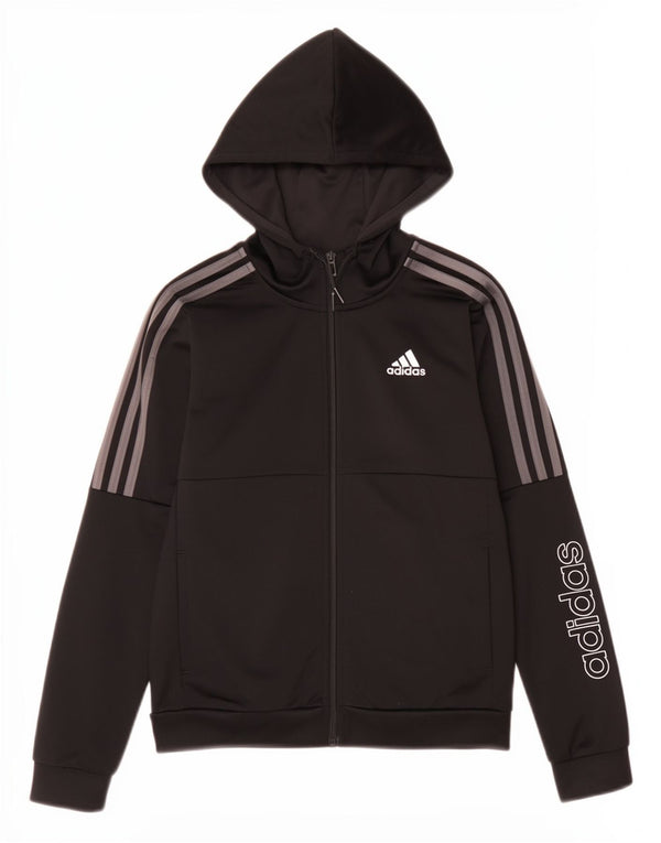 Suéter Adidas Boys Graphic Zip com capuz 11-12 anos preto poliéster