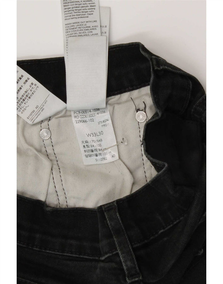 Calça jeans reta masculina Levi's W33 L30 algodão preto