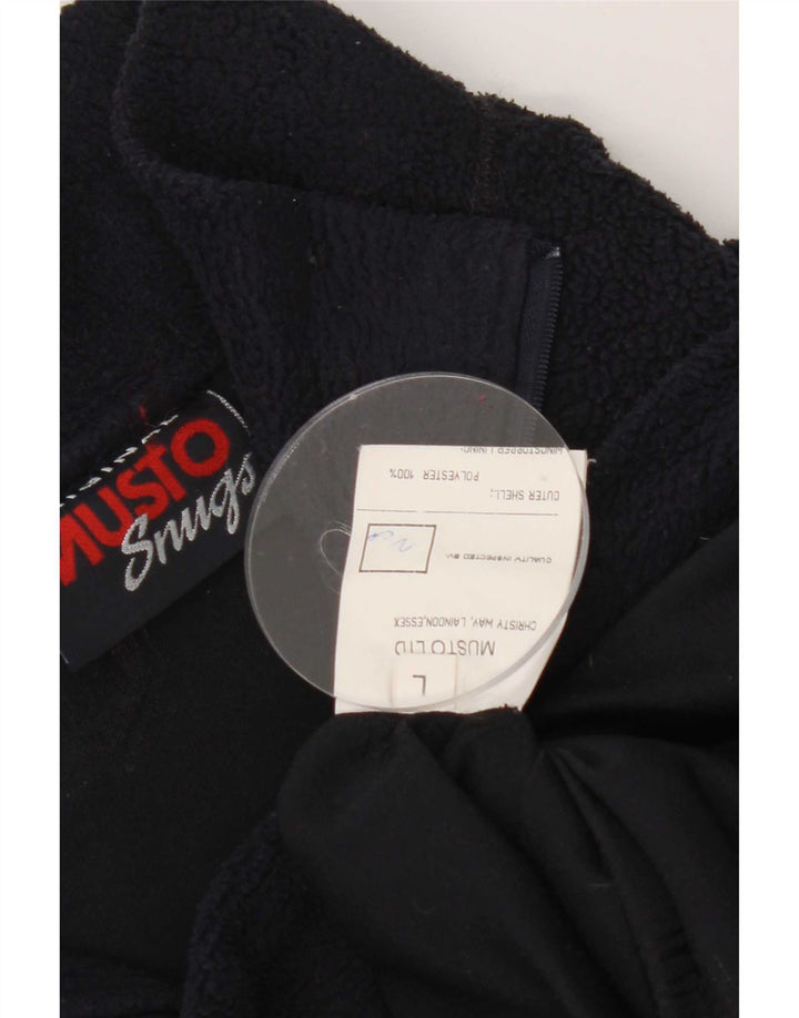 Musto Suéter masculino de lã com zíper e gola grande poliéster azul marinho