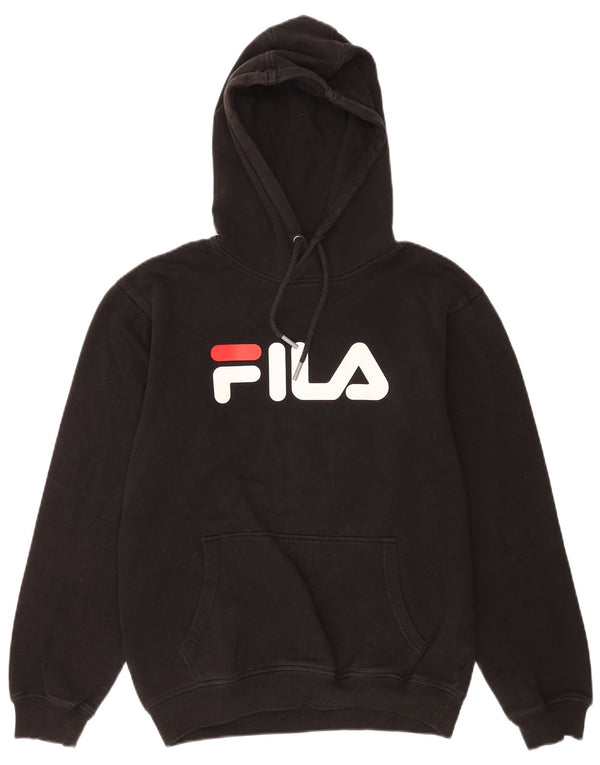Fila Mens Graphic Hoodie Jumper Pequeno Algodão Preto