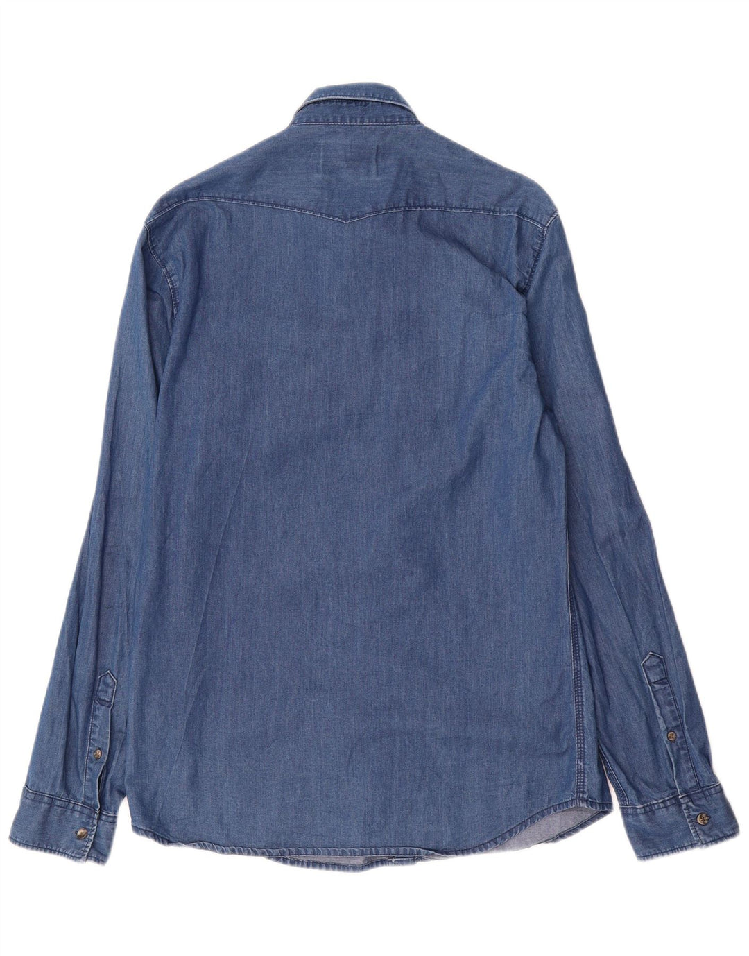 Camisa jeans masculina Jack & Jones algodão azul médio