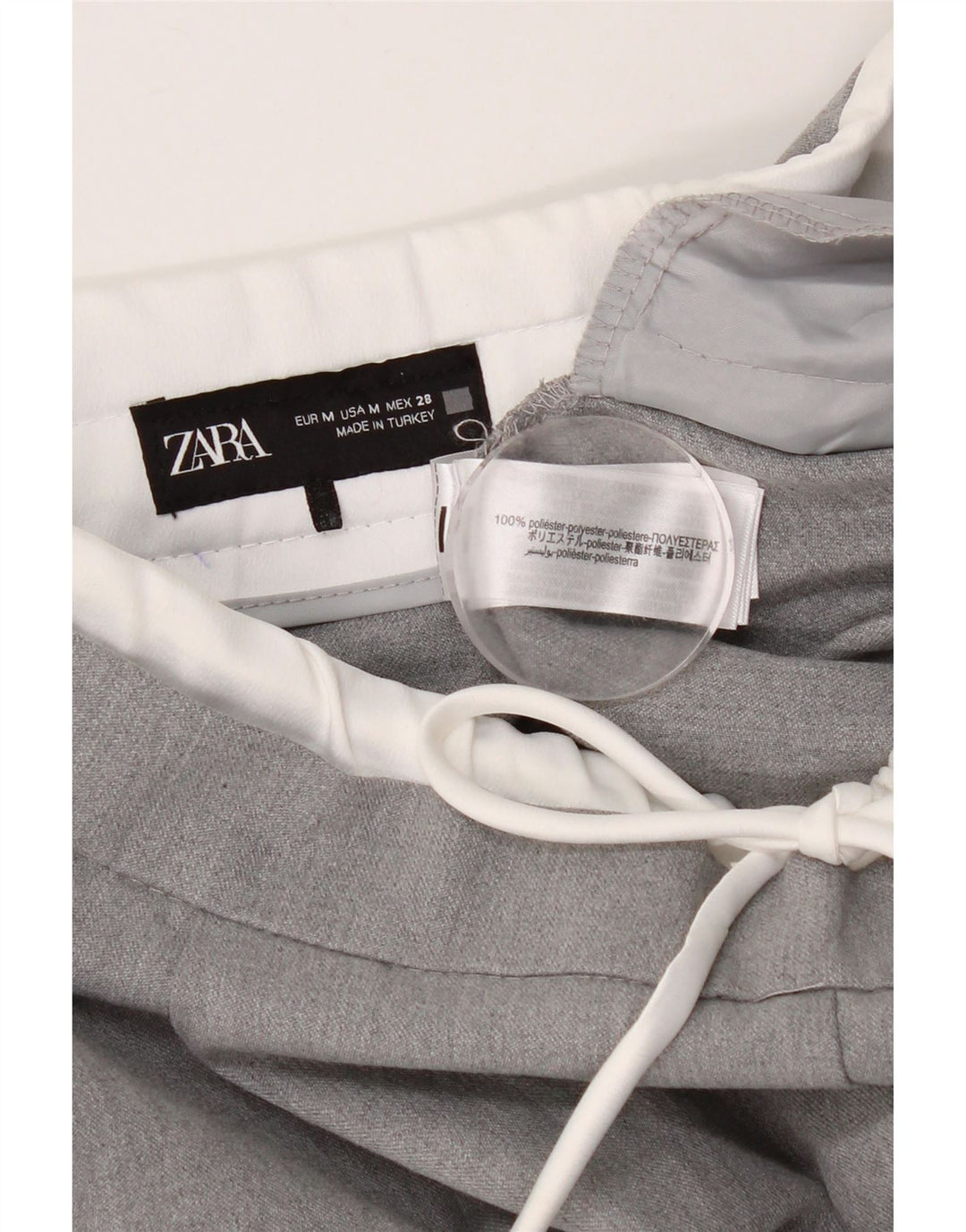 Calça chino feminina ZARA Pegged médio W30 L28 poliéster cinza