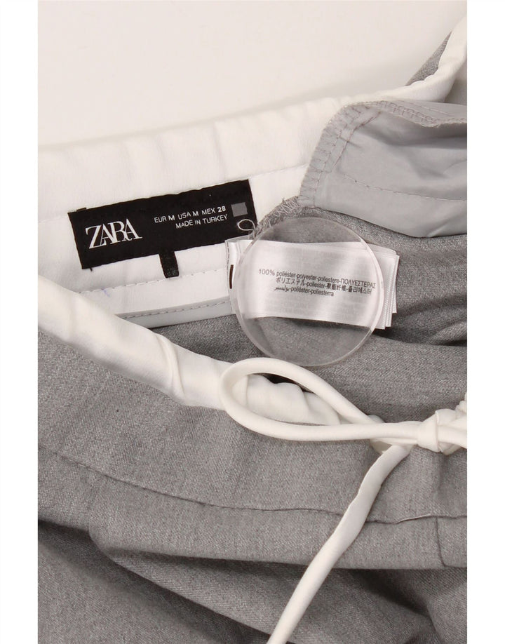 Calça chino feminina ZARA Pegged médio W30 L28 poliéster cinza