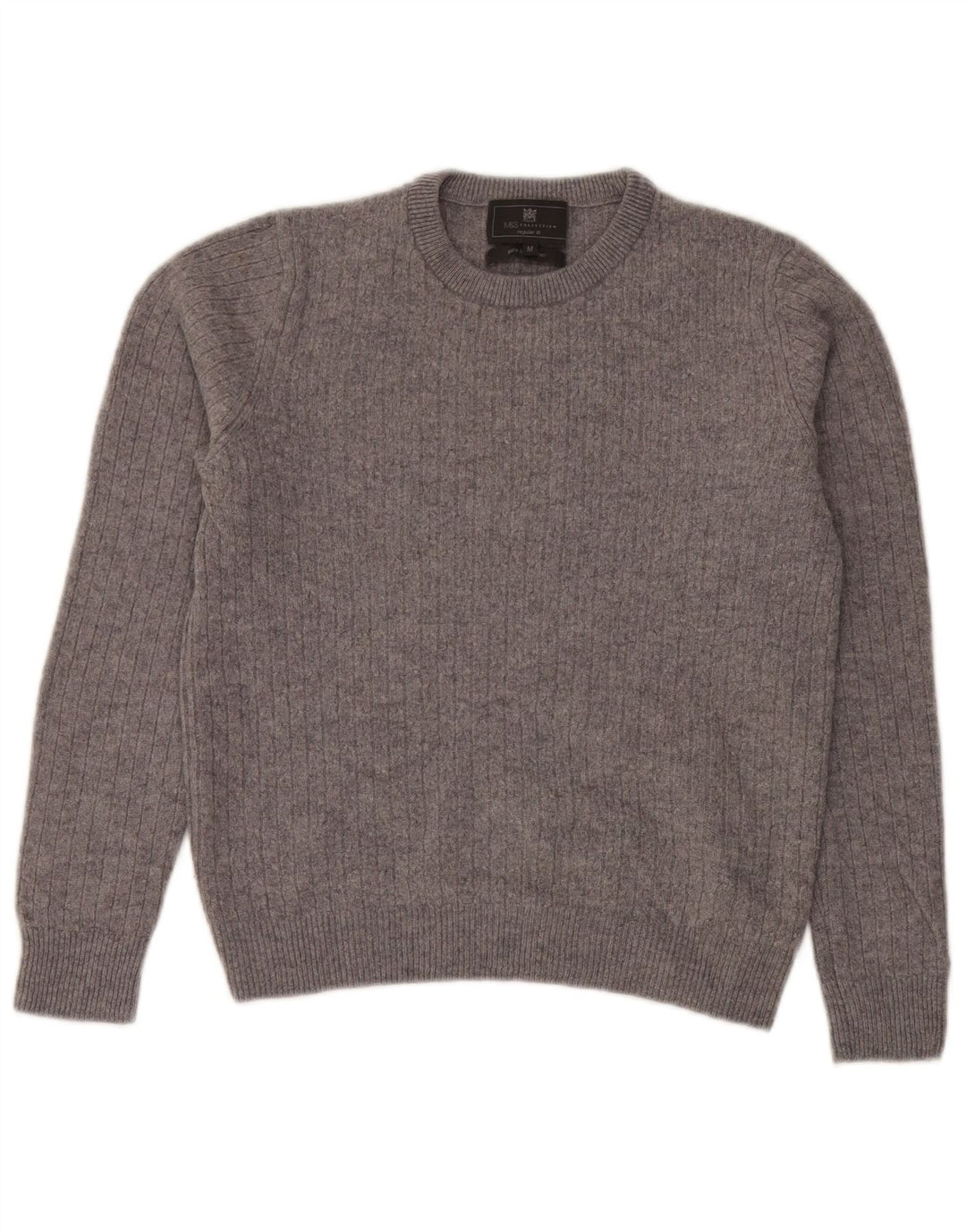 Suéter feminino Marks & Spencer com gola redonda e gola redonda Reino Unido 14 cinza médio