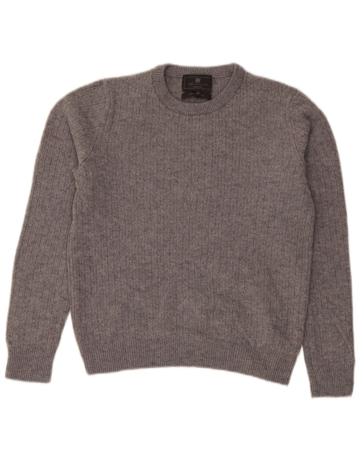 Suéter feminino Marks & Spencer com gola redonda e gola redonda Reino Unido 14 cinza médio