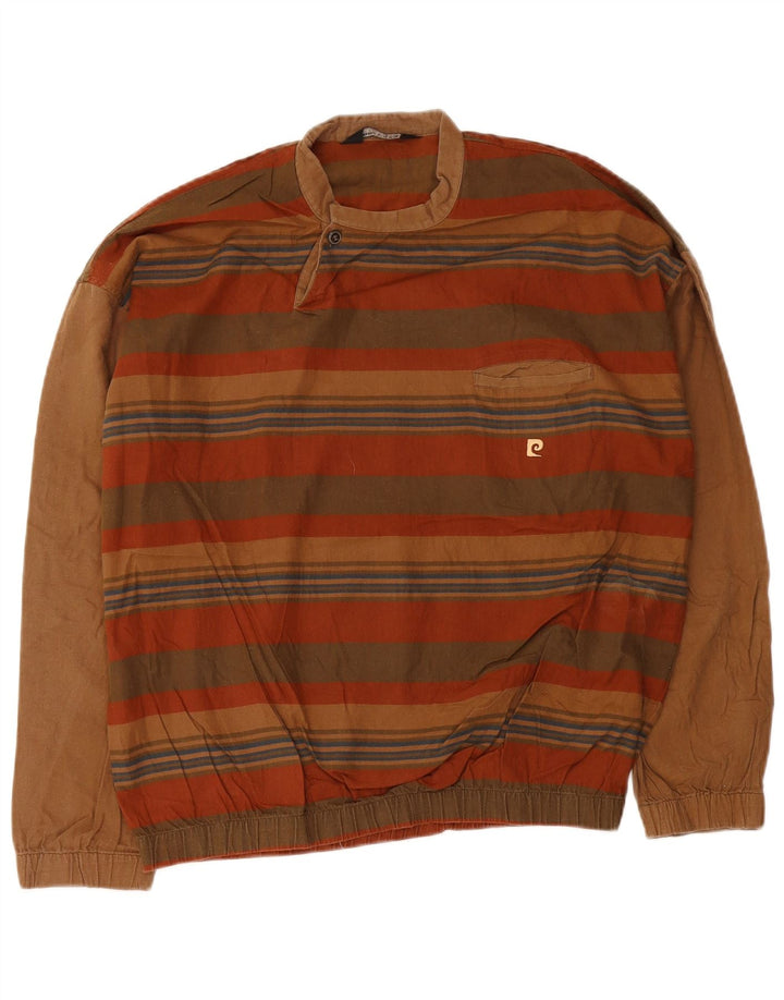 Camisa pulôver masculina Pierre Cardin listrada marrom médio