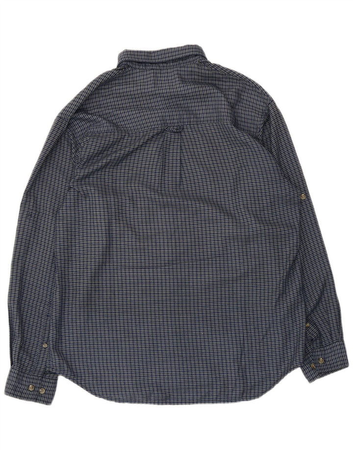 Camisa masculina de flanela Columbia poliéster xadrez azul médio