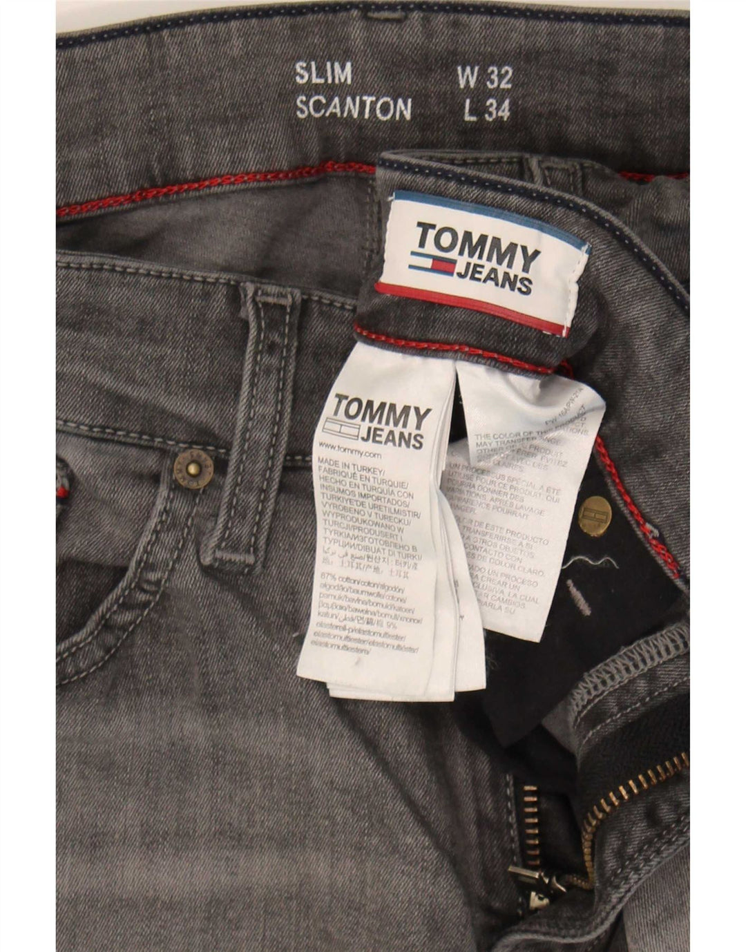 Jeans feminino Tommy Hilfiger Scanton Slim W32 L34 cinza algodão