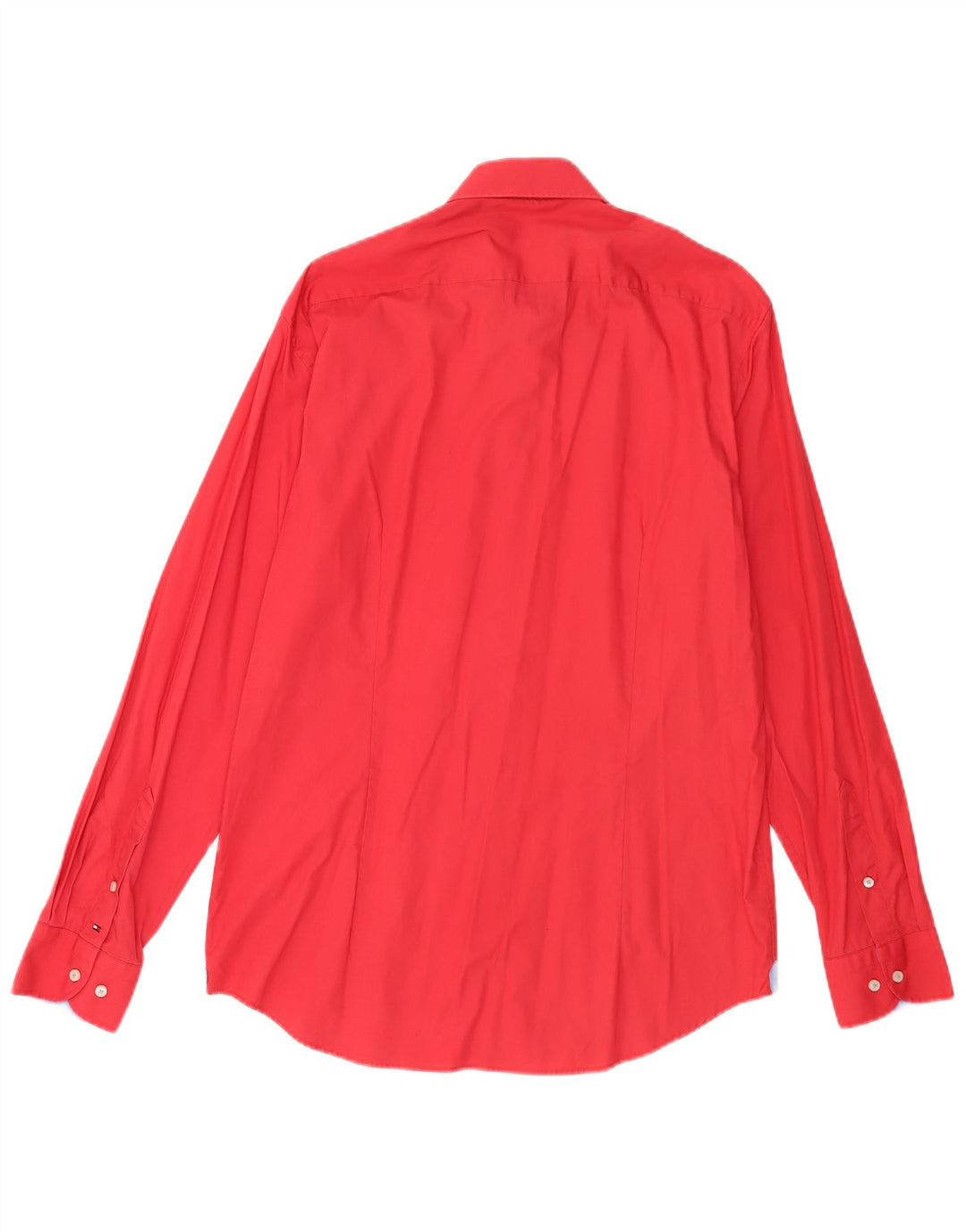 Tommy Hilfiger Camisa masculina sob medida tamanho 16 41 grande algodão vermelho