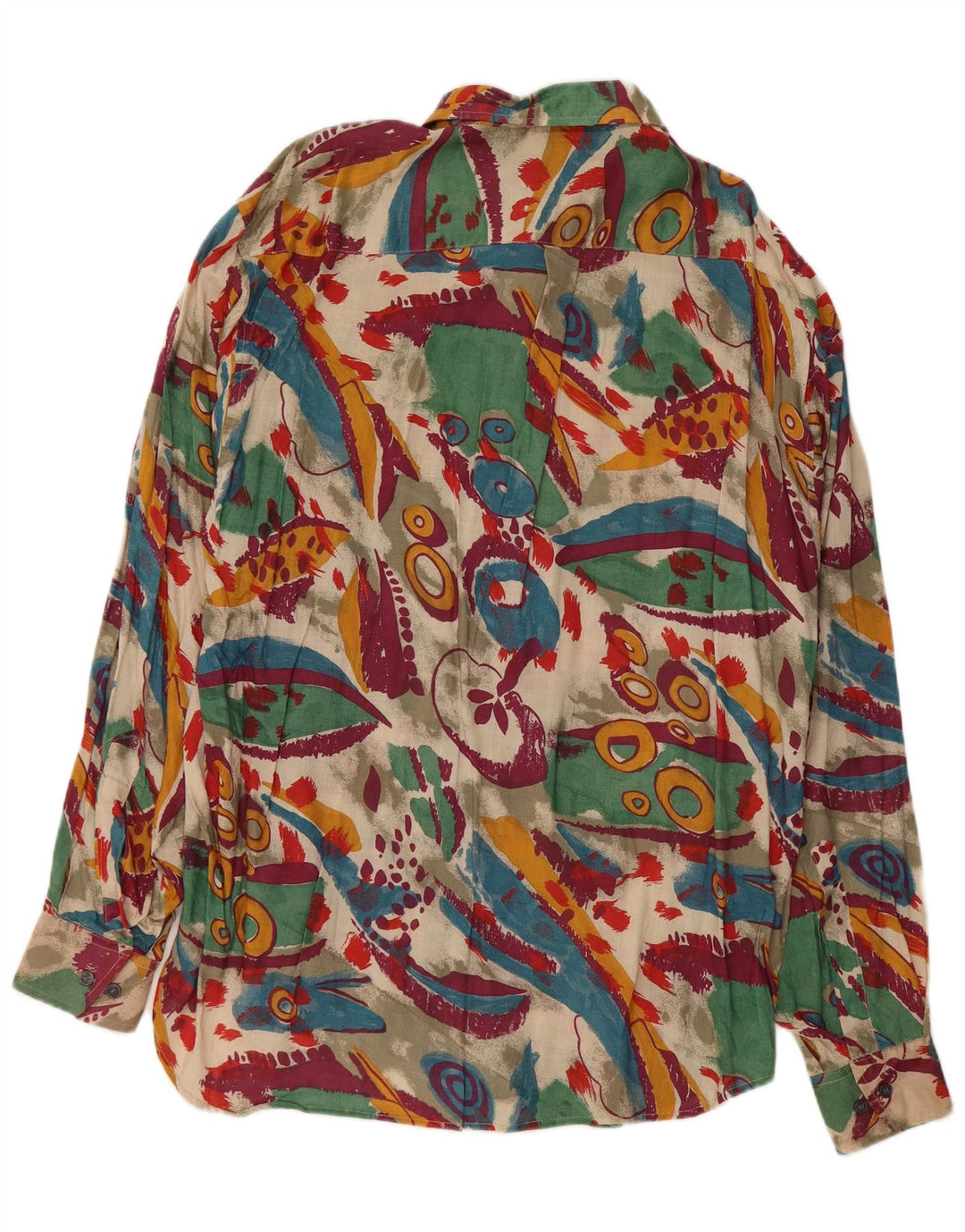 Camisa masculina VINTAGE com padrão abstrato tamanho 41/42 grande viscose multicolorida