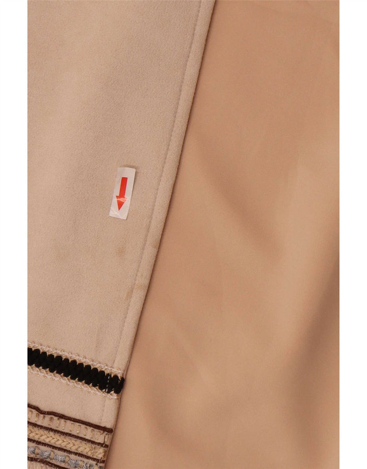Zara Jaqueta Blazer Feminina Manga 3/4 Aberta Reino Unido 14 Médio Bege Listrado