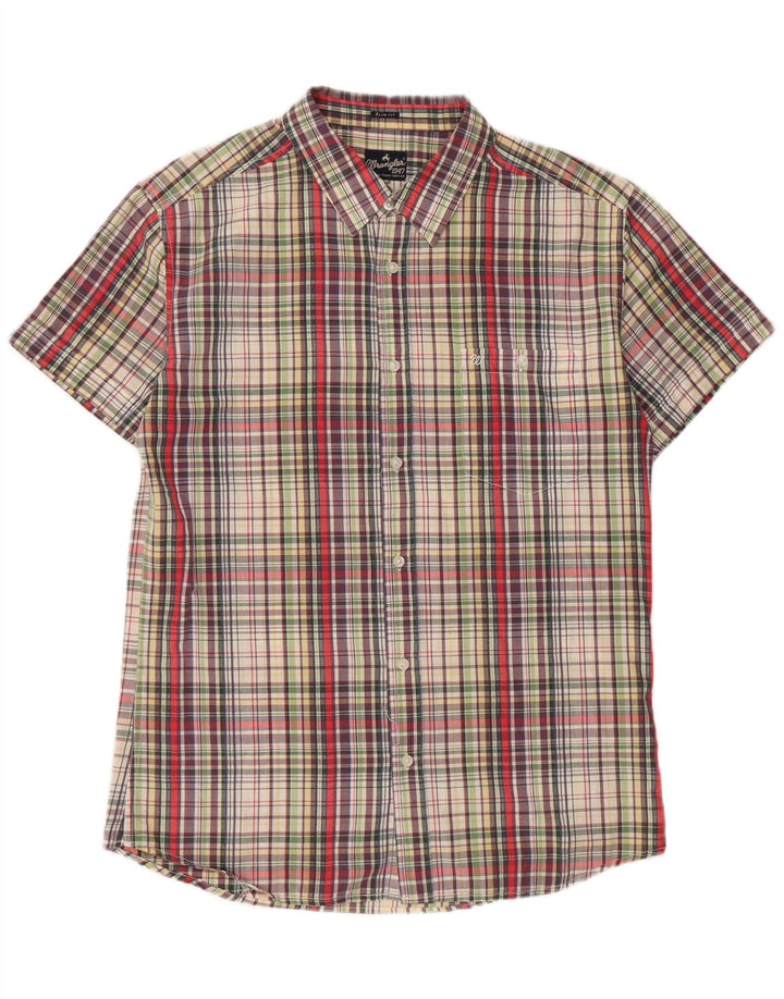 Camisa masculina Wrangler Slim Fit de manga curta XL algodão xadrez multicolorido