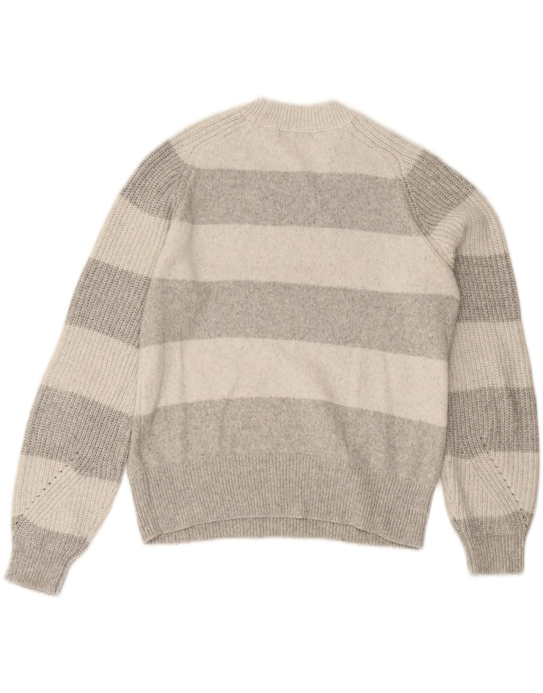 Suéter feminino Zara com gola redonda e poliéster listrado cinza pequeno UK 10