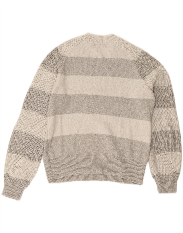 Suéter feminino Zara com gola redonda e poliéster listrado cinza pequeno UK 10
