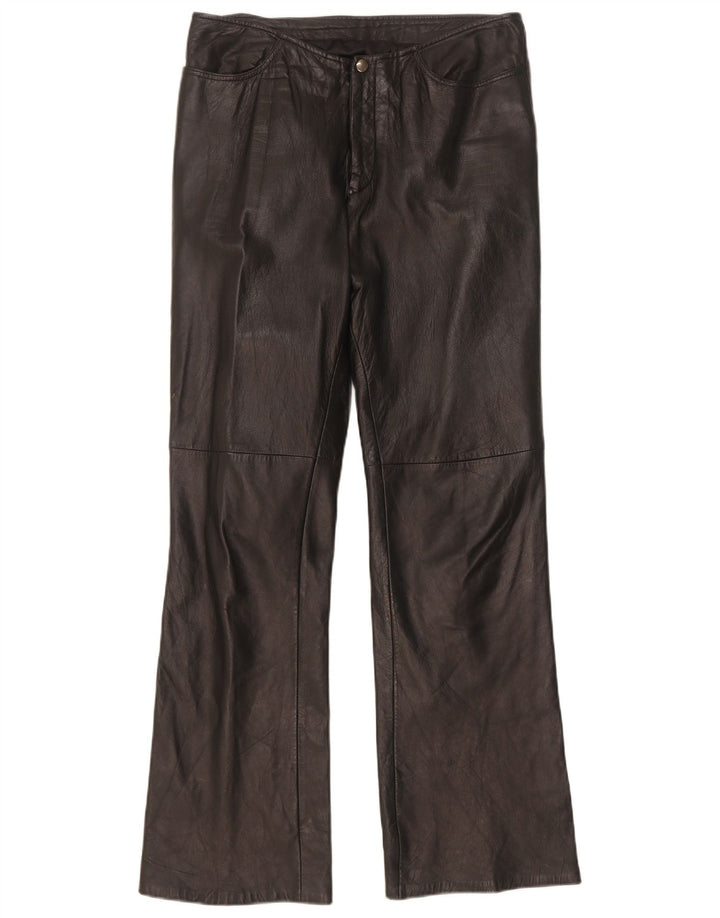 Calça feminina de couro Dakota Bootcut W30 L31 preta
