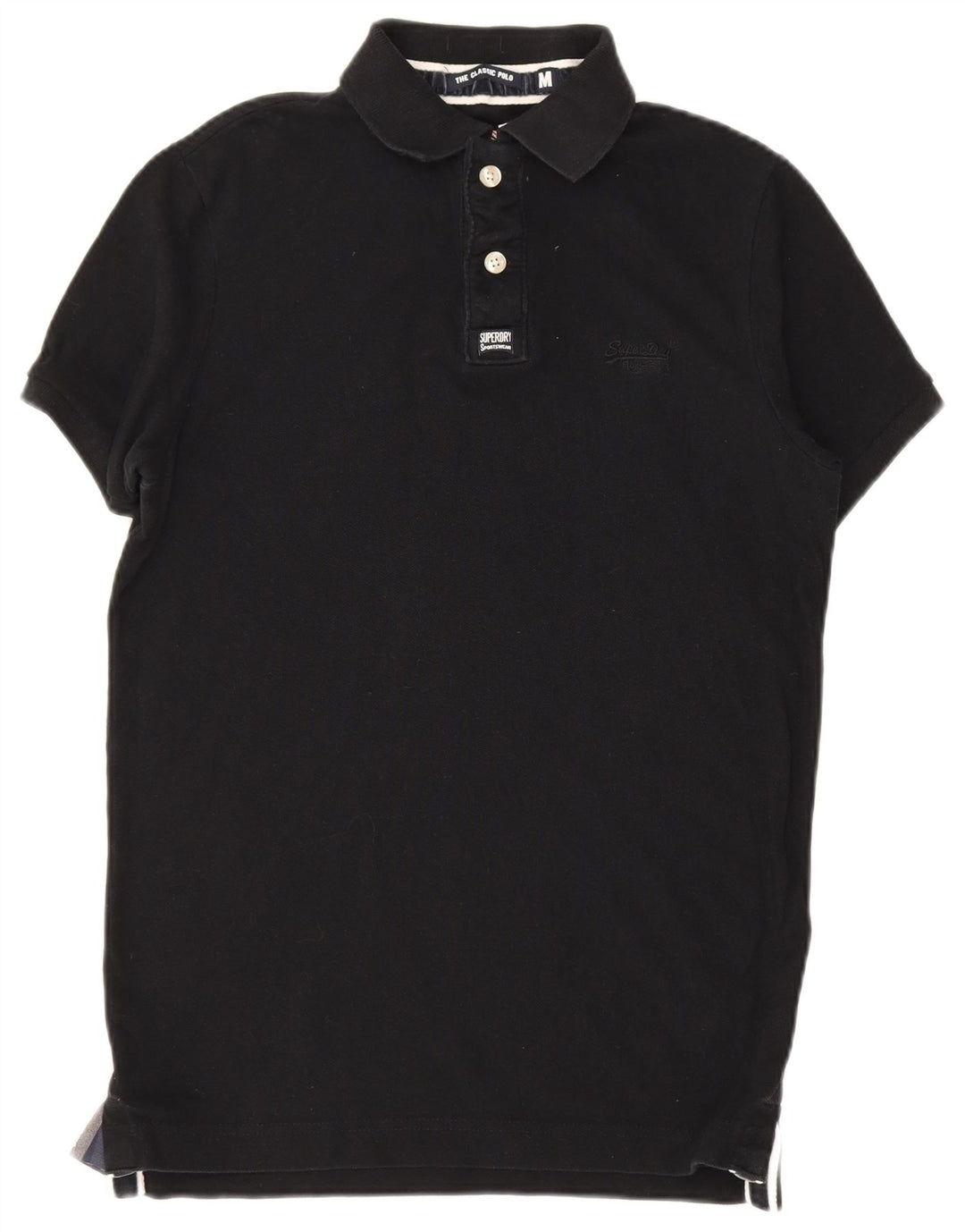 Camisa polo masculina clássica SUPERDRY algodão preto médio