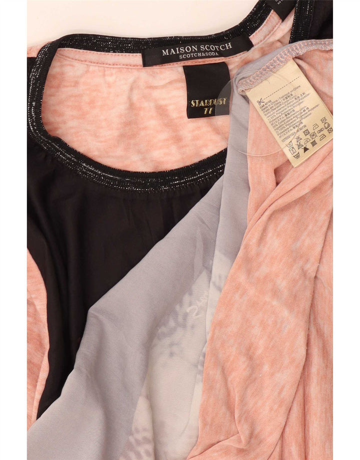 Scotch & Soda blusa feminina gráfica manga 3/4 tamanho 1 bloco colorido preto pequeno
