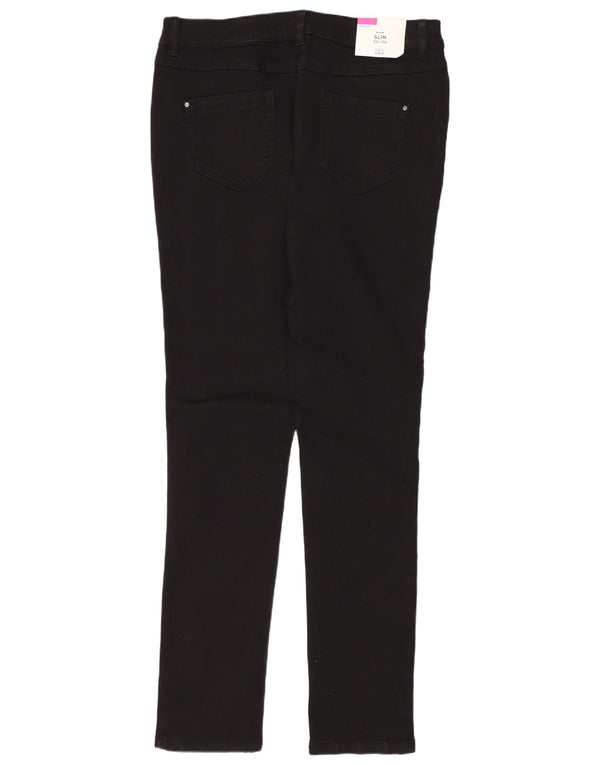 Calça jeans feminina M&Co Selina Slim UK 14 grande W32 L30 algodão preto