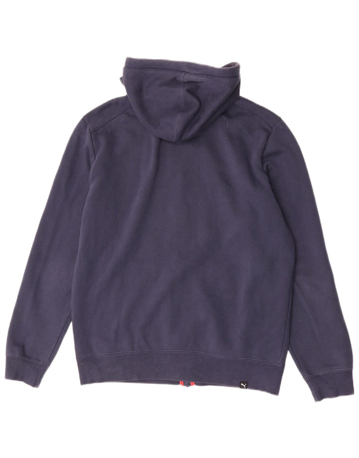 Suéter masculino Puma Graphic Regular Fit com capuz e zíper médio azul marinho algodão