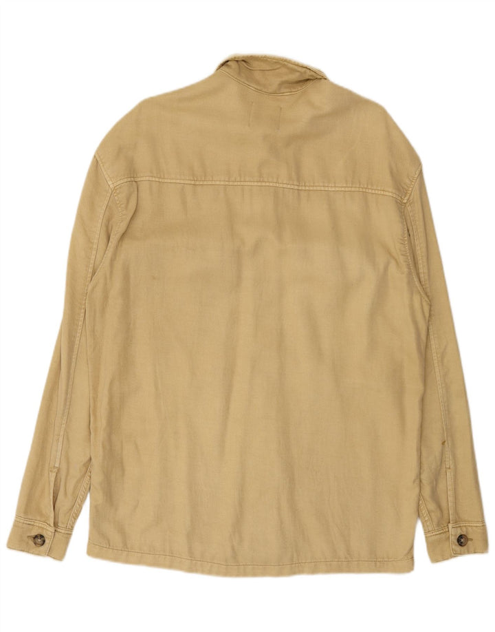 Jaqueta utilitária masculina Zara UK 36 pequena bege Lyocell