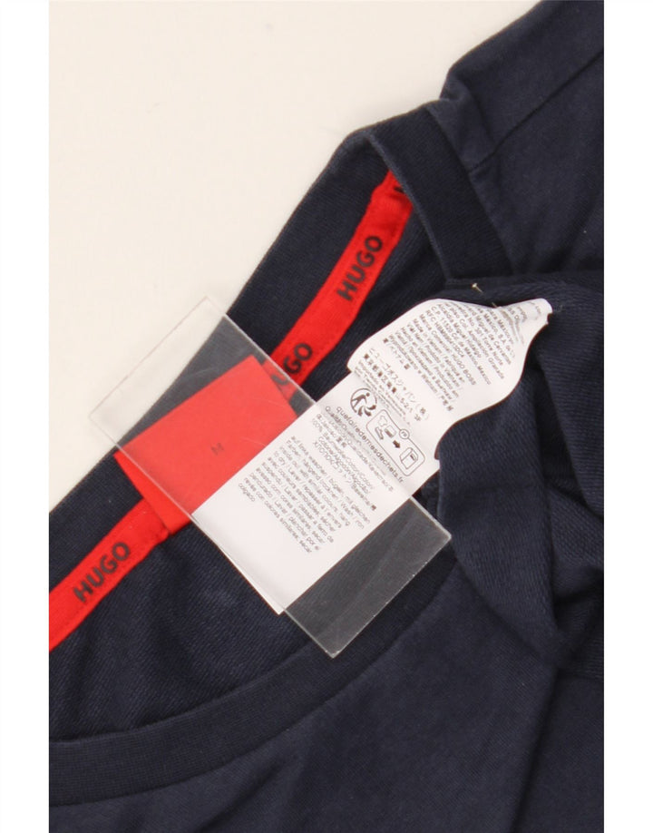 Hugo Boss moletom gráfico masculino jumper médio algodão azul marinho
